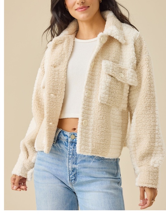 Altar'd State Jackets & Blazers - NWT Altar’d State Athena Striped Sherpa Jacket